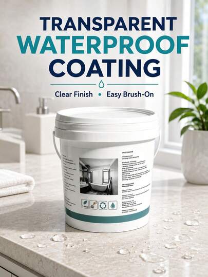 Transparent Brush‑On Waterproof Coating, Leak Repair Gap Sealer For Tile Grout, Stone, Concrete, Countertop & Window Sill, Water‑Repellent DIY Household Supply For Bathroom, Kitchen, Balcony & Patio, Indoor‑Outdoor Use For Homeowners