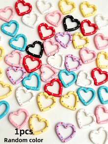 10/20/30/60/100pcs Random New Colorful Cartoon Heart Spring Buckle Adjustable Clasp, Suitable For Jewelry, Clothing, Holiday DIY Keychain Accessories - Multicolor - View 17