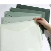5pcs Gradient Green Thickened A4 Size Transparent Plastic Snap Closure Folders, Large Capacity, Suitable For Contracts, Office Supplies, Student Papers, Stationery, Document Management, Random Styles, Back To School Supplies, School Essentials - Sets - View 3