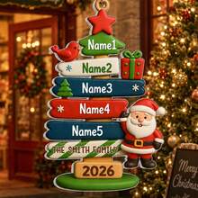 Custom Festive Christmas Family Ornament, Personalized 2-5 Names , Merry Christmas Signpost Ornament For Family Home Holiday Decorations, Customized Xmas Keepsake Gift For Parents Kids And Loved Ones, Customizable Christmas Tree Ornament. - Style C - View 5