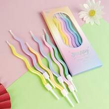 HIBIRTH 6 buah Lilin Pensil Berputar Warna-warni Dekorasi Kue Lilin Spiral Waltz Bahagia Warna Permen Kreatif Pesta Ulang Tahun Perayaan Kue Panggang Colok Listrik - View 7