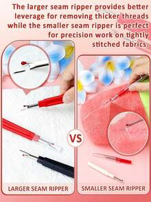 6pcs Red & Black Sewing Repair Tool Set, Portable Sewing Accessories Kit, Includes Multi-Size Seam Rippers, Retractable Measuring Tape, Sharp Thread Scissors, Suitable For Clothing Repair, Quilting, Embroidery And DIY Craft Projects - 6-piece Red and Black Set - View 4