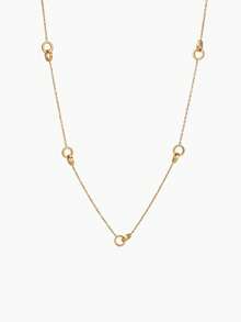 Vandermere 1pc Women's 18K Gold-Plated Stainless Steel Hollowed-Out Oval Patchwork Sweater Chain - Multicolor - View 2