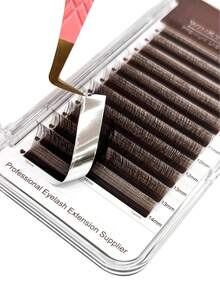 12 Rows Brown YY And W Lash Extensions, U-Shaped Narrow Angle Premade Fans, Soft Fluffy Individual Eyelashes 8-15mm For Natural Volume Sets, Lash Clusters, Cluster Lashes, False Lashes, Professional Lash Extension Supplies, Winky Beauty - View 6