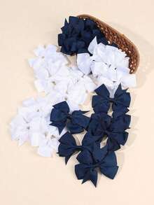 20 Pcs Grosgrain Ribbon Hair Bows Alligator Clips Navy Blue White Barrettes Hair Accessories For Women & Girls Hair Accessories Fall Bow Hair Clips - Multicolor - View 2