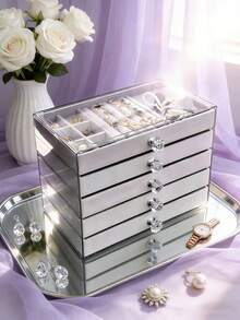 1pc Acrylic Multi-Layer Drawer Jewelry Storage Box, Transparent Visible Compartments, Dust-Proof And Anti-Oxidation, Home And Travel Storage For Rings, Earrings, Necklaces, Luxury Large Capacity Jewelry Box - Multicolor - View 17
