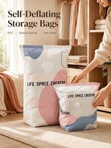 Pump-Free 3D Vacuum Storage Bag, 80% Compression Rate, Extra Large Capacity, 3D Roll-Up Vacuum Sealed Bag, Upgraded Large Capacity Compression Storage Bag, Suitable For Bedding, Clothing, Blankets, Giant Bedding, Travel Storage Cubes - Multicolor - View 2
