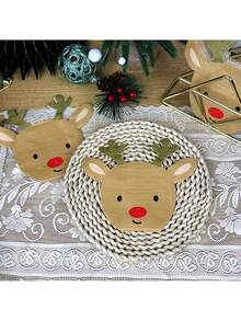 50/20pcs Reindeer Shaped Disposable Paper Napkins, Cute Rudolph Reindeer Face Decorative Napkins, Christmas Holiday Party Table Decor Napkins, Suitable For Christmas Dinner Party, Holiday Decoration Napkins - Multiple Styles - View 1