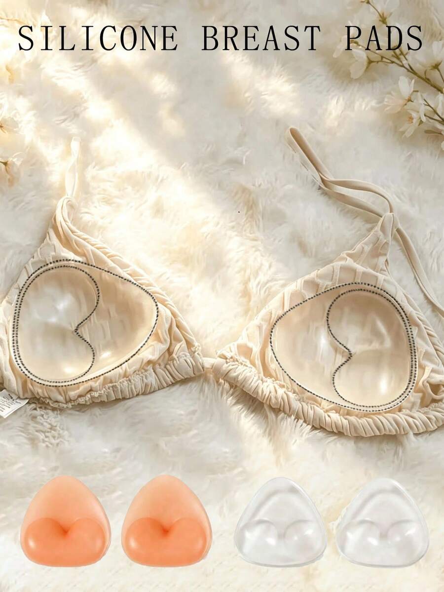 Heart‑Shaped Groove Silicone Breast Pads, Reusable Invisible Push‑Up ...