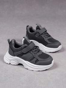 1 Pair All-Season Fashion Casual All-Match Versatile Comfortable Soft Sole Lightweight Lace-Up Flat Sneakers Mesh Breathable Back To School - Grey - View 5