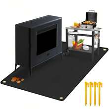 FEELSO 70x40 Inches Large Under Grill Mats For Blackstone, Double-Sided Fireproof Outdoor Grill Protective Mat, Oilproof Waterproof BBQ Fire Pit Fireplace Mat - Black - View 1