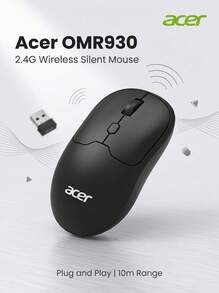 Acer Mouse Kantor Nirkabel Senyap OMR930: Resolusi 2400 DPI yang Dapat Diatur, Pegangan Ergonomis Anti-Selip, Desain Ramping dan Ringan, Daya Tahan Baterai Lama, Koneksi Nirkabel Stabil - View 1