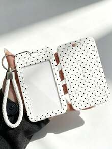 New Minimalist Polka Dot Pattern Card Holder (Card Holder + Keychain), Suitable For Student ID, Meal Card, Bus/Metro Card And Access Card, With Bag Hanging, Keychain, Wallet And Bank/Credit Card Storage Functions, Equipped With Sliding Cover Design And Lanyard, Made Of Durable Plastic Material, Sturdy And Long-Lasting, Effectively Protects Work Credentials, Essential For Holiday Travel And University Life (Printed Pattern Randomly Distributed) - Multicolor - View 4