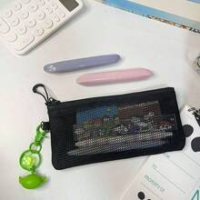 1pc New Korean Style Double Zipper Pencil Case, Minimalist Large Capacity Pen & Ruler Storage Bag, Multi-Layer Student Stationery Box For Middle & High School, Thick Wear-Resistant Fabric, Scratch-Resistant & Dirt-Resistant, Double Layer & Double Compartment Independent Partition, Smooth & Secure Zipper, Expanded Design With Strong Storage Capacity, Sturdy Shape, Lightweight & Portable, Japanese Minimalist Campus Style, Korean Fresh Artistic Style, American Casual Versatile Style - A - View 5