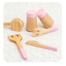 1 Set Wooden Pretend Play Kitchen Toy Set For Kids, Wooden Pots, Pans, Knives, Forks And Tableware, Early Education Role Play Kitchen Toys - Multicolor - View 9
