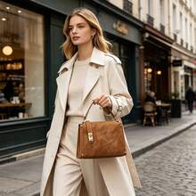 Ladies' Crossbody Bag New Retro Commuting Style Multifunctional Buckle Small Square Bag, Suitable For Daily Commuting And Friend Gatherings - Brown - View 1