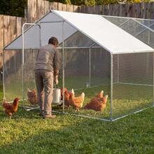 Gallinero exterior walk-in de acero galvanizado 3x6x2 m (9.84x19.68x6.56 ft) - Cubierta impermeable con protección UV y techo puntiagudo - Plateado - Ver 8