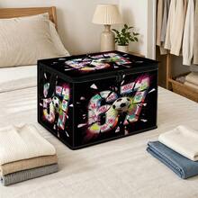 Graffiti Number 67 Football Broken Effect Print Squeezable Storage Box - Squeezable Storage Box With Zipper Flap, Foldable Box Suitable For Book Organization, Underbed Storage, Office And Home Organization, Squeezable Stress Relief Pattern Gift, For Underbed Storage - Multicolor - View 7