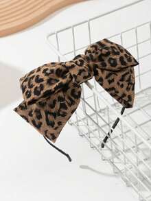 10pcs/1pc New Leopard Print Oversized Bow Headband, Elegant Large Bow Hair Tie, Highly Attractive Hair Accessories For Women, Leopard Print Bow Polyester Fiber (Polyester), Suitable For All Seasons - Multicolor - View 1