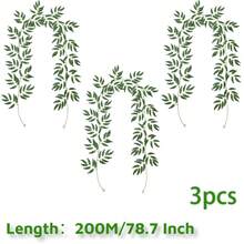 3 Packs Artificial Vines Faux Hanging Greenery Vines Green Leaf Garland Suitable For Garden Wedding Backdrops Party Home Decor Indoor Outdoor Window Box Planters Spring And Summer Decoration Hotel And Caf Accent Wall - Multicolor - View 12