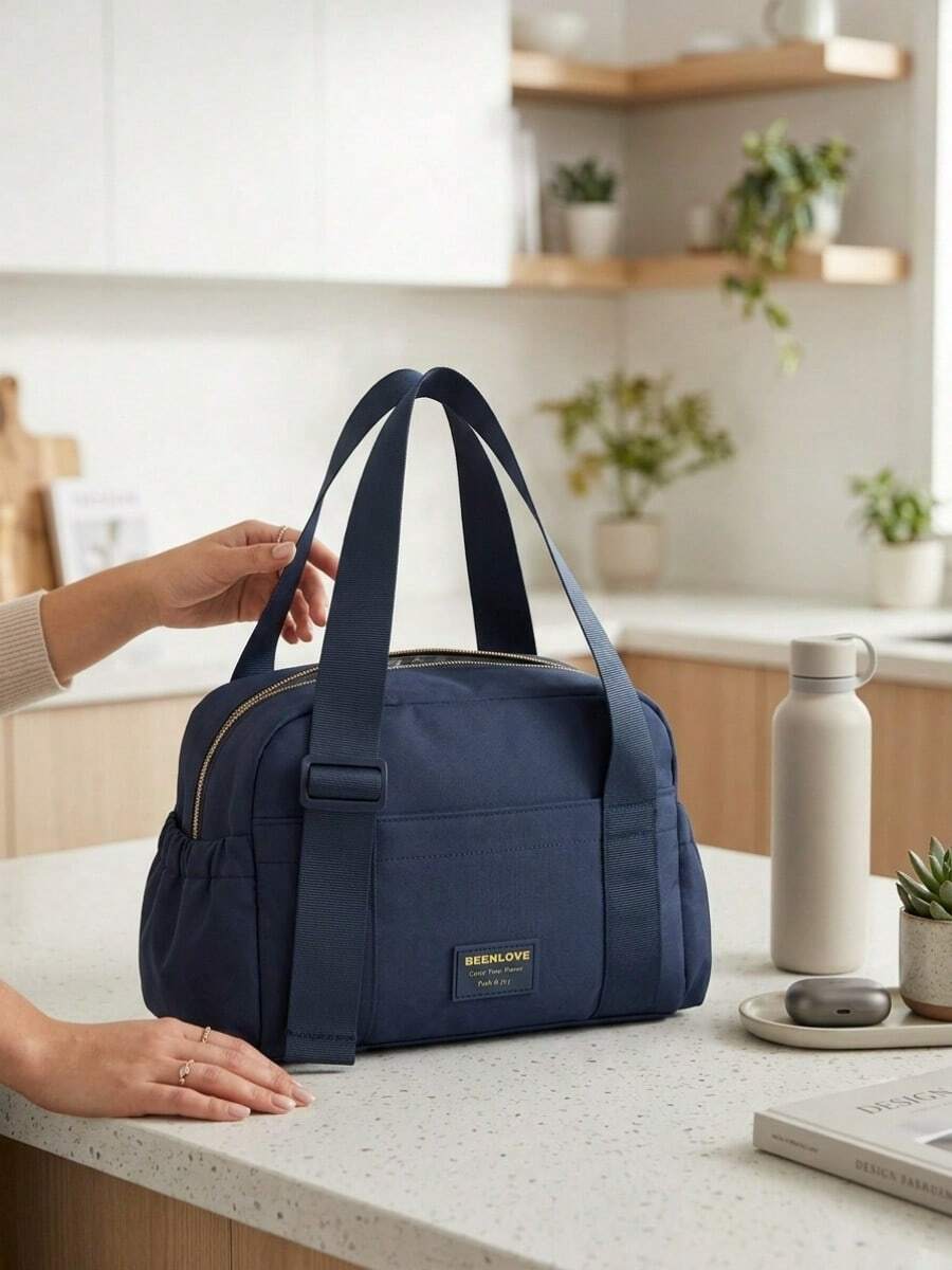 1pc Insulated Lunch Bag Multi Layer Pocket Design Portable Suitable For Work, Outdoor Picnics, Returning To School, Etc Suitable For Storing Tableware And Meals Large Capacity Travel Essentials - Multicolor - View 1