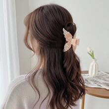 Butterfly Hair Clip Mermaid Colorful Design Hair Accessory Women Sweet Dreamy Colorful Butterfly Side Hair Clip Bangs Clip Daily Versatile Party Vacation Photo Styling Headpiece Hair Accessory - Orange - View 5