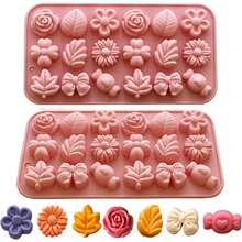 Flower Candy Mold Silicone 1pc Daisy Chocolate Mold Tulip Flower Mold Bow Leaf Jelly Mold Ice Cube Mold Pudding Mold Soap Mold Cookie Mold Suitable For Dessert Making - Multicolor - View 7