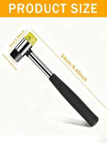1pc Double-Sided Soft Touch Hammer - Leather DIY Tool, Red Rubber Hammer, Black Plastic Coated Handle And Double-Headed Rubber Hammer, Suitable For 25mm Handheld Projects - Multicolor - View 3