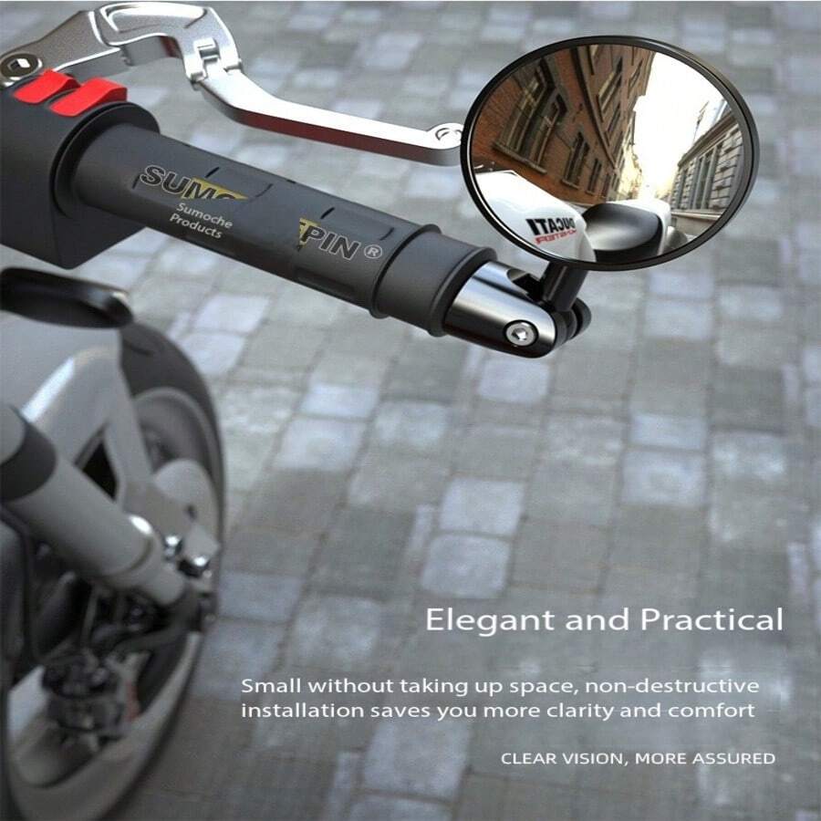 Motorcycle Retro Modified Handlebar Mirror Full Angle Folding Rearview Mirror Motorcycle Rearview Mirror Handlebar Mirror Reflective Mirror CFMOTO 250NK Baboon UY125 Modified Handlebar Mirror