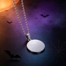 MONALLY Men Halloween Spooky Pumpkin Face Pendant Necklace Stainless Steel Round Jack Lantern Charm Bead Chain Necklace Gothic Holiday Party Jewelry For Guys - Necklace - View 4