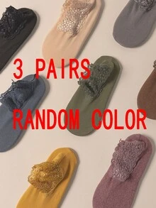 1/3/5/10 Pairs Women's Autumn/Winter Pure Cotton Lace Socks, Solid Color Loose Fit, Warm Thickened Versatile Ruffle Socks, Sleep Socks, Floor Socks - Multicolor - View 14