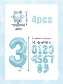 2件組聖誕雪花數字氣球裝飾，包含40英吋巨型數字氣球與迷你雪花氣球，適用於聖誕節、冰雪聖誕派對、節日派對、生日、冬季主題生日裝飾、室內裝飾與慶祝、新年、跨年活動、洗禮、拍照裝飾用品、迎新派對 - 彩色 - 查看 3