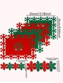 12/1pc Set Christmas Snowflake Felt Placemats - Non-Slip, Includes Snowflake Shaped Placemats And Coasters, Suitable For Christmas Theme Parties, Christmas Dinner Table Decor, Christmas Home Decor, Cafe Decor, Restaurant Holiday Decor - One Size Fits All - View 9
