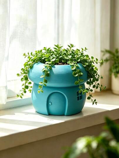3D Printed Ins Style Cartoon Mushroom Small House Planter, Macaron Color Creative Succulent Plant Pot, Balcony Window Sill Desktop Decoration, Gardening Gift, Exquisite Craftsmanship, Stable Bottom, Fairy Tale Mushroom Cottage Creative Design