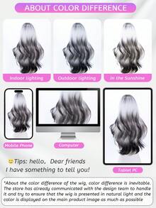 alicegarden Wig sintetis sepanjang 26 inci dengan gaya bergelombang alami dalam berbagai warna yang menakjubkan. Dirancang dengan poni, wig palsu ini sangat cocok untuk cosplay Halloween dan penggunaan sehari-hari, menawarkan hadiah wig yang alami dan tahan lama untuk para wanita. - MultiWarna - View 11