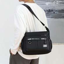 Tas Selempang Persegi Unisex, Tas Bahu Kasual untuk Komuter dengan Banyak Kantong dan Kapasitas Besar [Arah Resleting dan Huruf Acak] - Tas kerja persegi - View 10