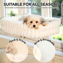1pc Folding Cat Hammock For Window, Cordless Machine Washable Cat Bed, Robust Metal Frame, Strong Suction Cups, Cat Window Perch For Cats And Small Dogs, Foldable Pet Hammock, Window Seat, Cozy Pet Bed, Indoor Cat Furniture, Space Saving Design - 21.5*15.5in - View 5
