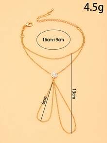 1pc Silver Star Linked Finger Bracelet For Women, New Versatile Summer High-End Rhinestone Bracelet Ring Integrated Jewelry - Gold - View 3