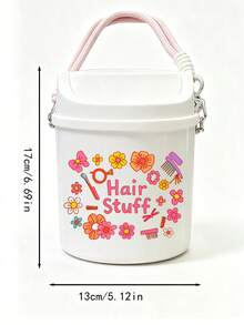 Stylish Cosmetics Print Swing Lid Car Trash Can, Detachable Hanging Rope,Multifunctional Desktop Sundry Storage Bucket, Makeup Brush Holder, Car Interior Decor, Back To School Holiday Gift,Household Essentials And Portable Travel Containers - Multicolor - View 10