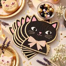 16pcs Black Cat Bowknot Disposable Napkins Halloween Cat Theme Party Decoration Napkins Halloween Party Decoration - Napkins - View 1