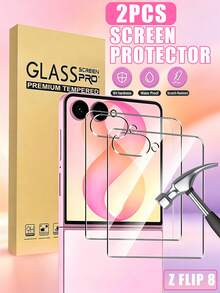 2 Packs 9H Tempered Glass Screen Protector ForSamsung Galaxy Z Flip 8 (Front Screen Only) R, Bubble Free, 9H Hardness, Fingerprint Unlock & Face ID Compatible, Easy Install, Case Friendly - Clear - View 9