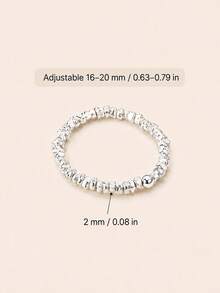GLIMMER GI 1pc S925 Sterling Silver Hypoallergenic Ring, Crushed Silver Elastic Adjustable Ring For Women, Minimalist Fashion Luxury Niche Design, Elegant Personality, Suitable For Daily Wear/Vacation/Valentine's Day/Birthday/Mother's Day Gift, Gift Box Included - Sterling Silver - View 5