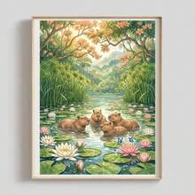 1PC DIY 5D Diamond Painting Kit Capybara Pattern - Round Full Diamond Art Mosaic Craft, Home Wall Decor, Frameless - No Frame - View 3