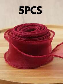 5PCS/3PCS/1PC Fish Tail Tulle Handmade Bow Ribbon, Flower Packaging, Gift Wrapping, Suitable For Bouquets, Cakes, Bows, Bookmarks, Party Supplies, Holiday Decor, Gift Wrapping Flower Arrangement Packaging Materials, Gift Wrapping Satin Ribbon, Used For Packaging Flowers, Cakes, Wedding Decor, Gift Boxes, Bows, Holiday Decor - Multicolor - View 11