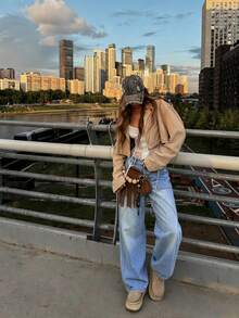 HAPPY GIRL Spring/Autumn Fashion Casual Cute Party Evening Date School Vacation Daily Travel Airport Outfit Women's Long Curved Leg Pants - Blue - View 1