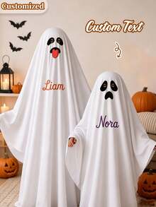 Customizable Ghost Cape Costume, Perfect For Halloween Roleplay (Witch, Vampire, Wizard, Ghost), Trick-Or-Treating, Costume Parties, Masquerade Balls And Stage Performances; Fun Personalized Gift For Family, Partners And Friends - Multicolor - View 2