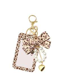 Leopard Print Bow Lanyard, Pearl Heart Keychain Card Holder, Suitable For Women's Office And School Use, Ideal Gift For Back To School Or Back To Work - Multicolor - View 16