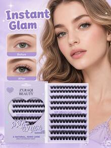 120pcs Self Adhesive Lashes+Fake Lashes Tweezers Segmented Ultra Soft, Naturally Curled, Slender, Grafted Eyelashes For Enlarged Eyes, Portable For Daily Commuting, Lightweight And Non Irritating To The Eyes Glue Free Eyelash - View 2