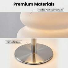 1pc Plastic Bauhaus Style Table Lamp - Adjustable Light, USB Interface, Double-Layer Bread Shape, Button Control, Suitable For Living Room/Dining Room/Bedroom Bedside LED Table Lamp - White - View 5