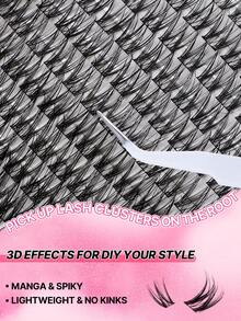 144pcs DIY At‑Home Lash Clusters Extension Set, Wispy Soft Individual False Eyelash Clusters Mixed Length, Ultra‑Thin Lash Band, Complete Kit With Lash Bond Seal Glue, Eyelash Tweezers & Lash Brush, Reusable Segmented Lashes For Daily Party Makeup - White - View 5